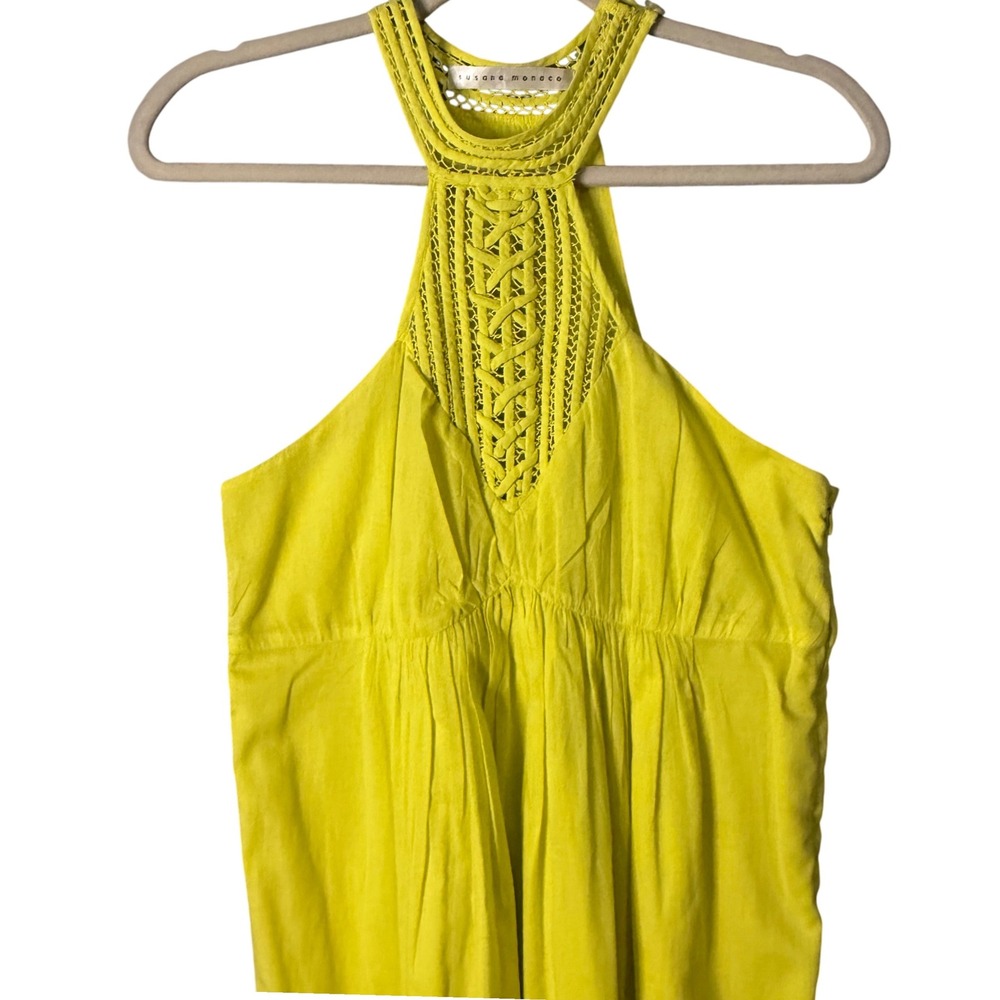 Susana Monaco Yellow Halter Crochet Maxi Dress‎ Size 6 Cotton - Picture 7 of 7